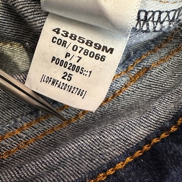 Loft Jeans Blue Women 25/0 Distressed Denim Modern Skinny HighRise Crop Raw Hem - Picture 9 of 13